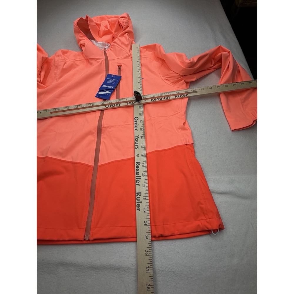 Brooks Womens High Point Waterproof Jacket 2 Neon Ember Flame Medium NWT - Picture 6 of 9